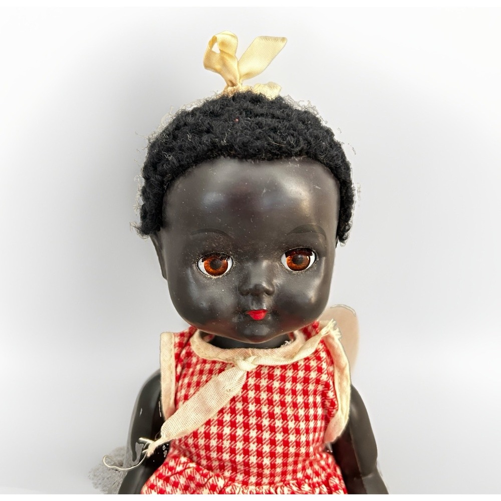 Mandy-Lou 12" Pedigree Celluloid Walking Black Baby Doll Amber Eye England As IS